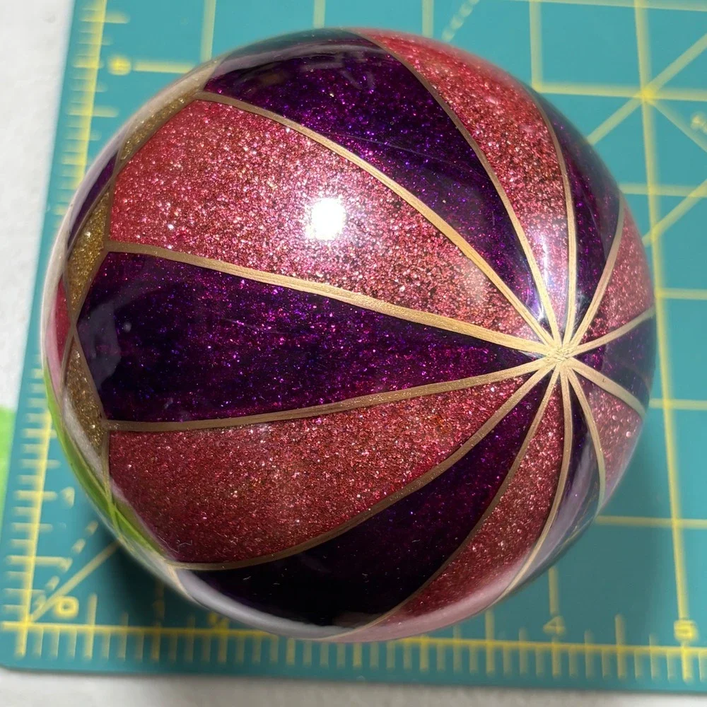 10 Purple Pink Gold Glitter Christmas‎ Ornament Set Harlequin Finial Round